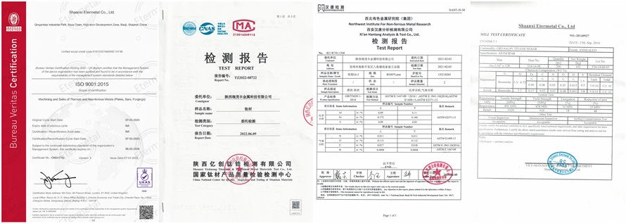 certificates of ti 6al4v titanium block